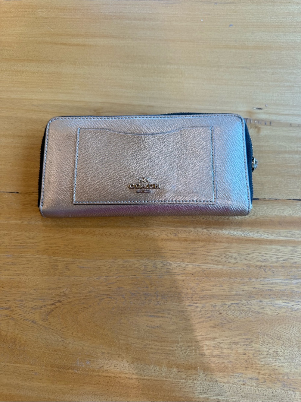 Coach Metallic Rose Zip-Around Wallet with Card Slot